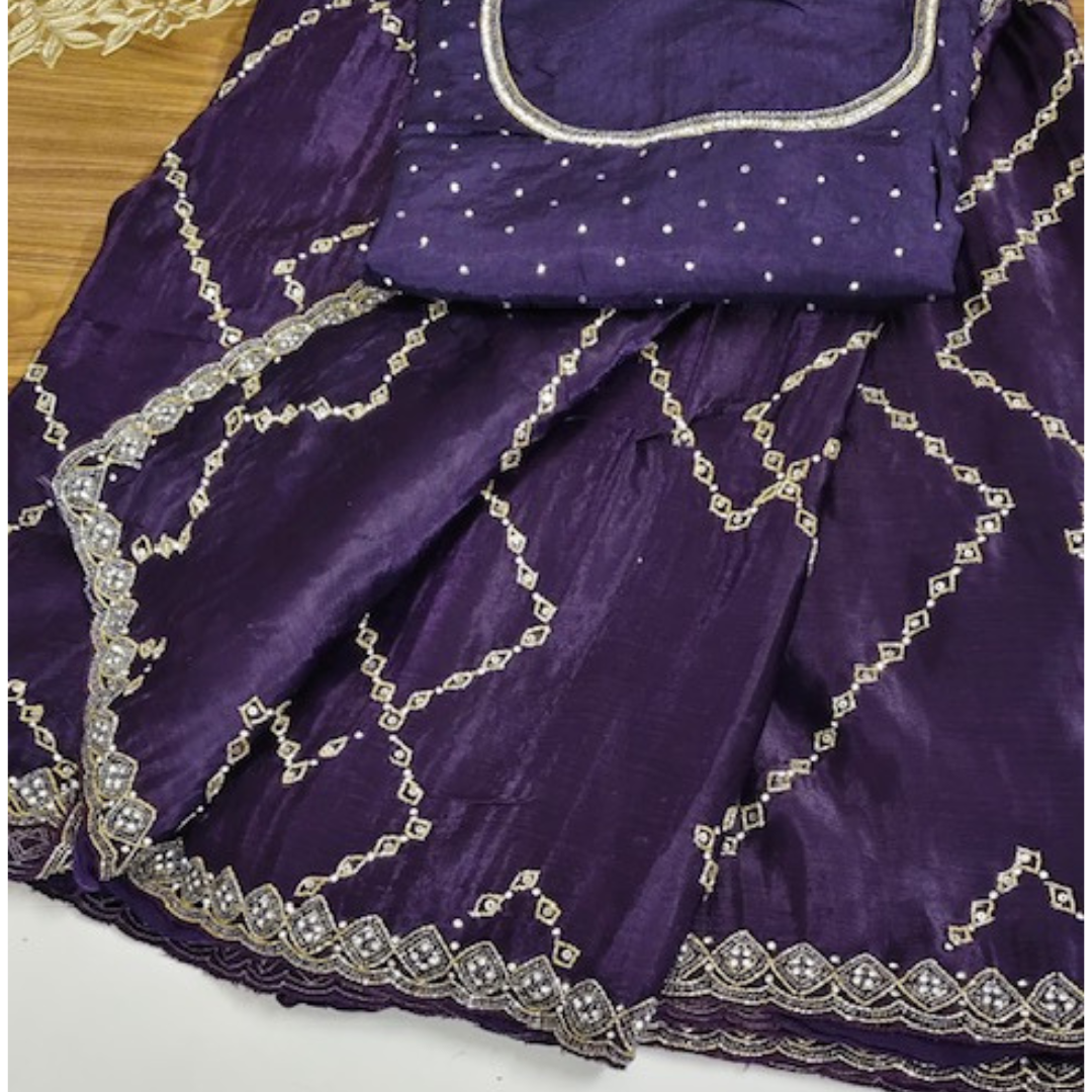 Satin Heavy Work Saree