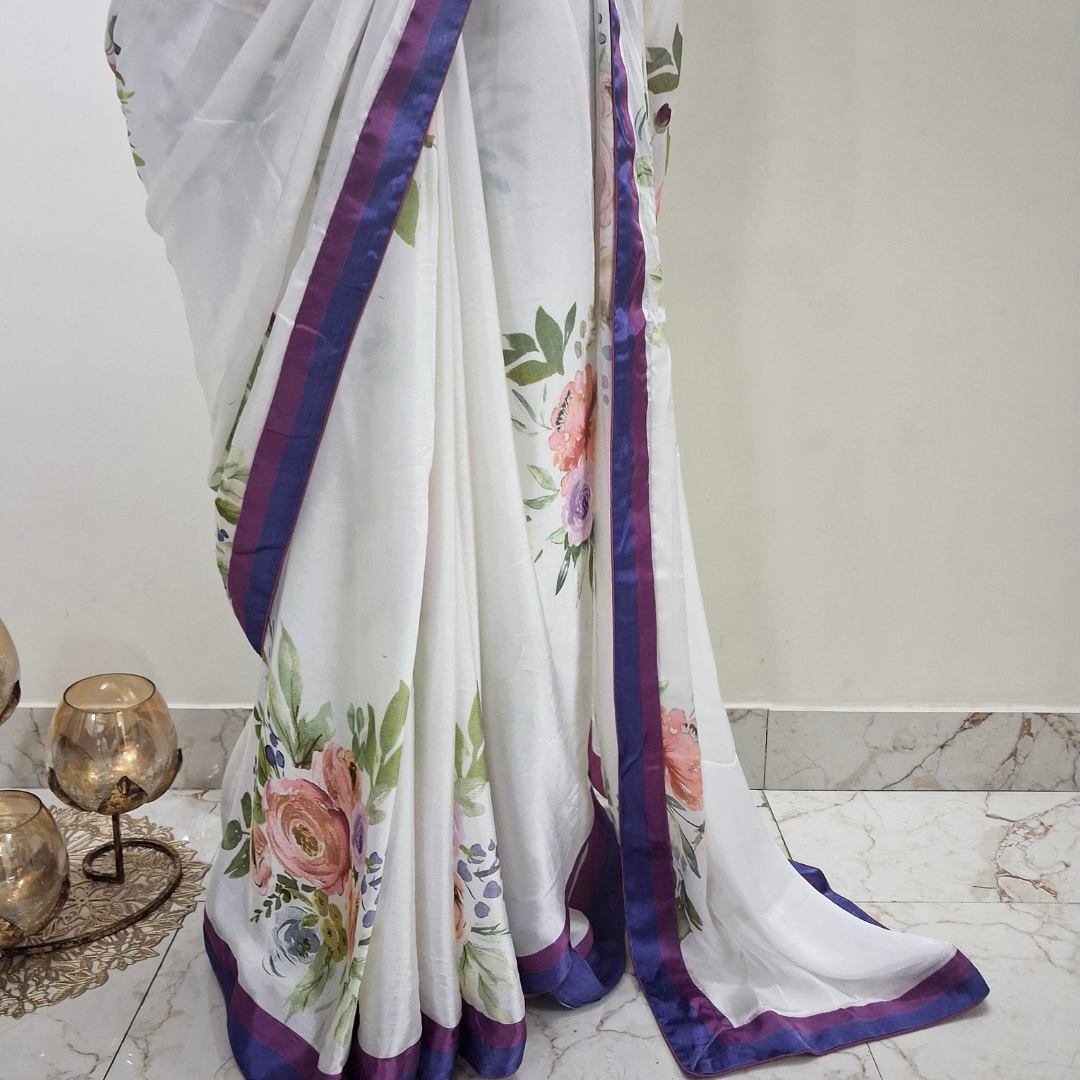 Crepe Satin Saree in Digital Print