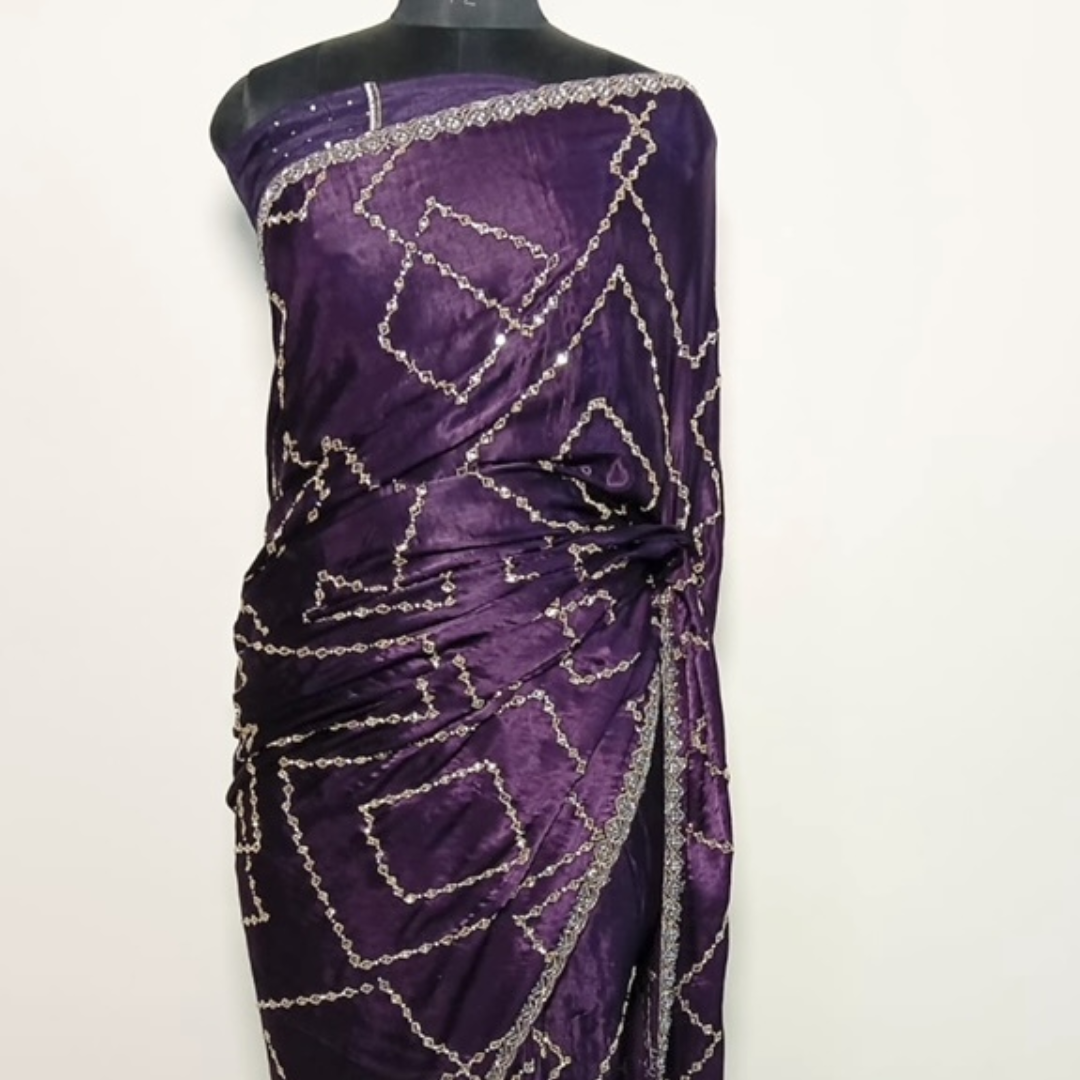 Satin Heavy Work Saree