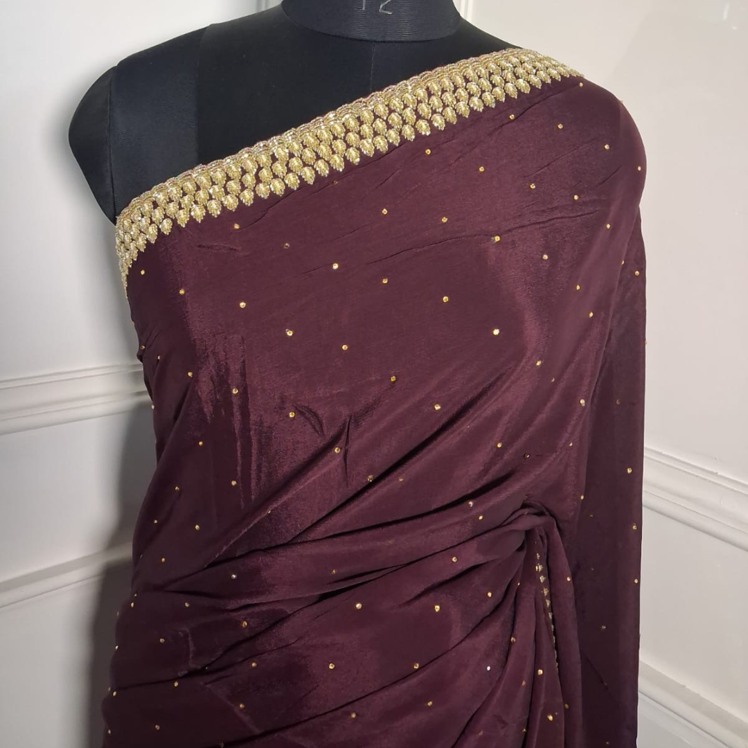 Chinon Chiffon Handwork Saree