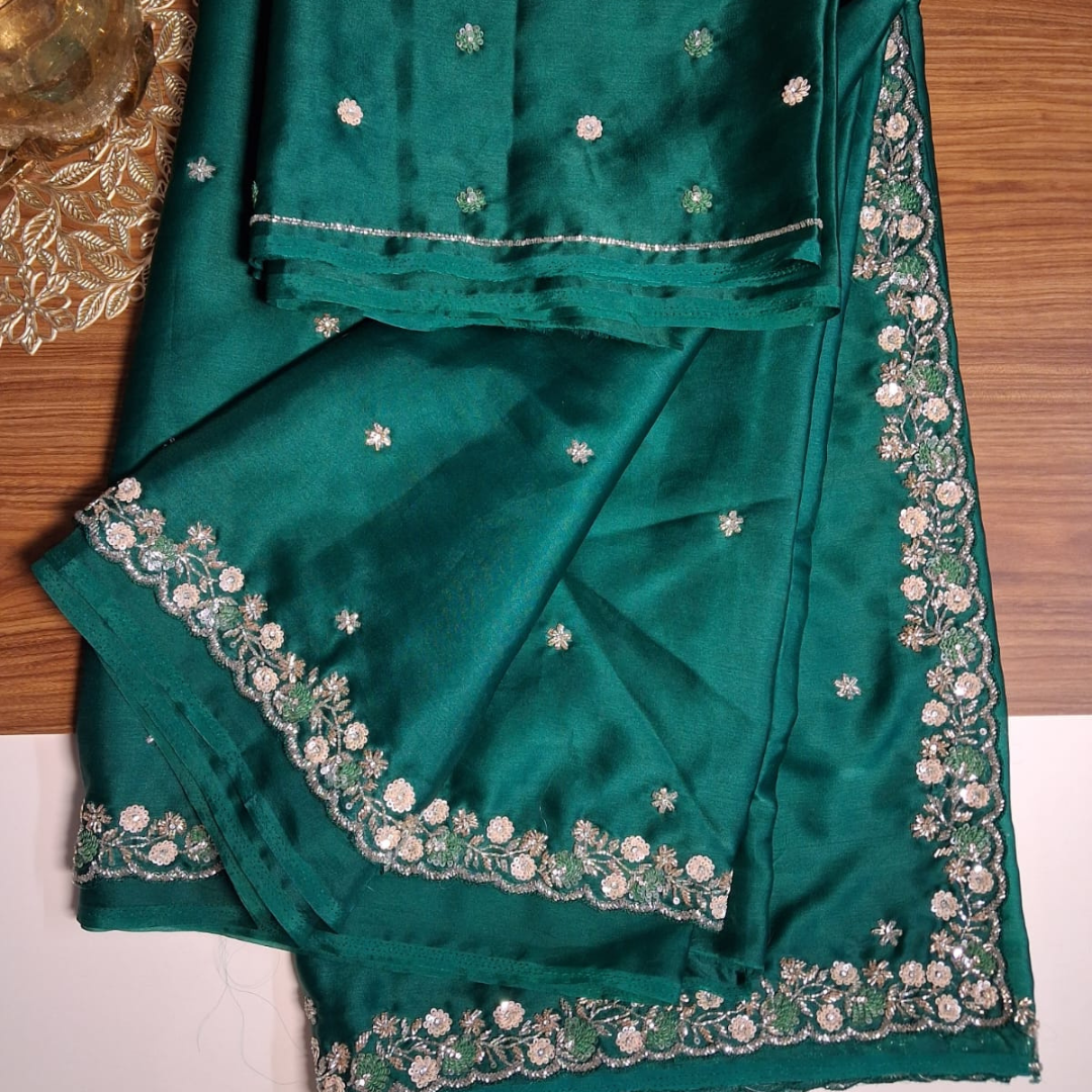 Organza Saree with Hand Embroidery