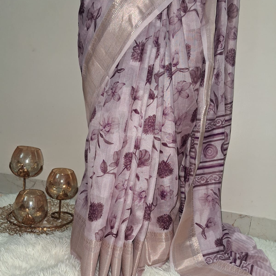 Semi Munga Silk Saree in Digital Print
