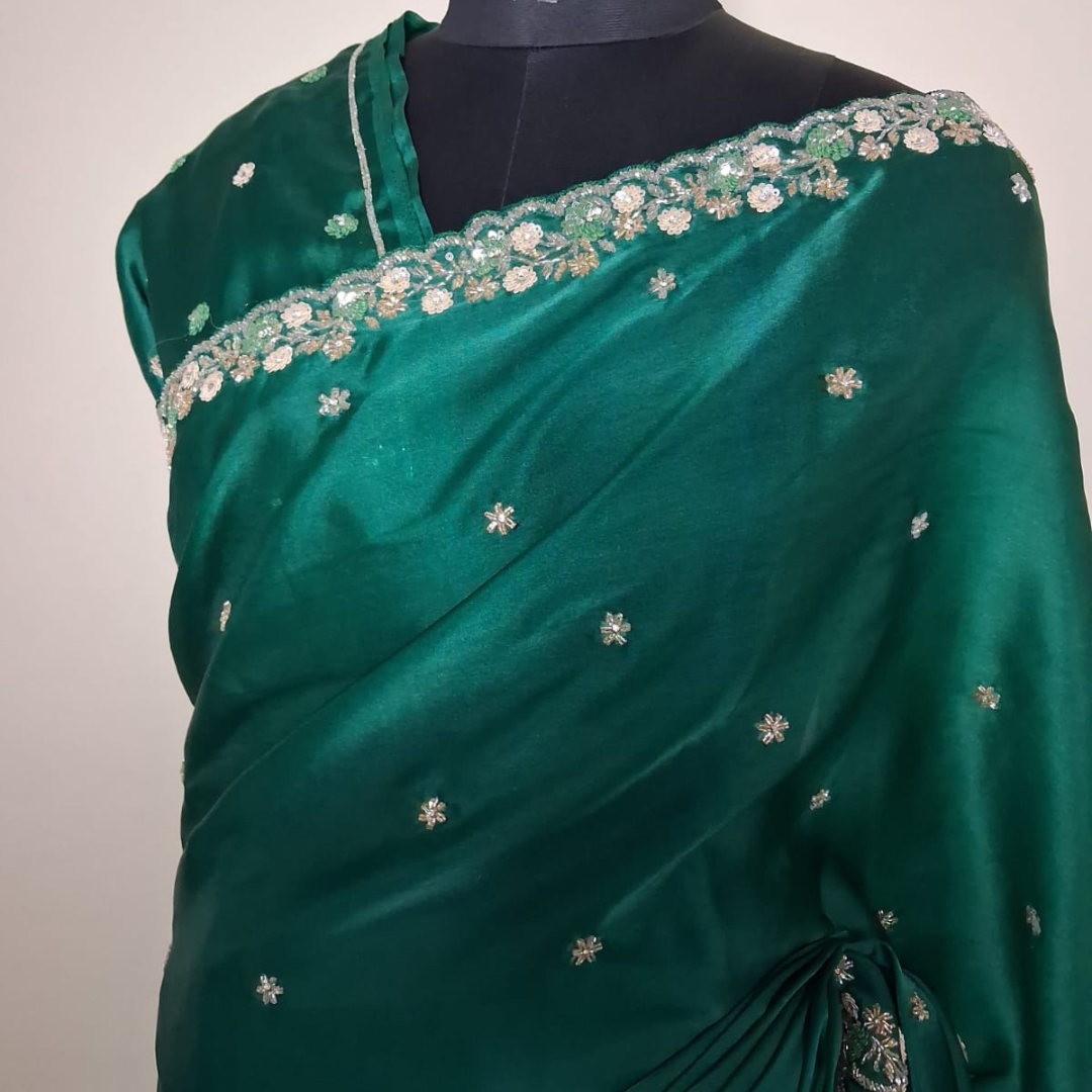 Organza Saree with Hand Embroidery