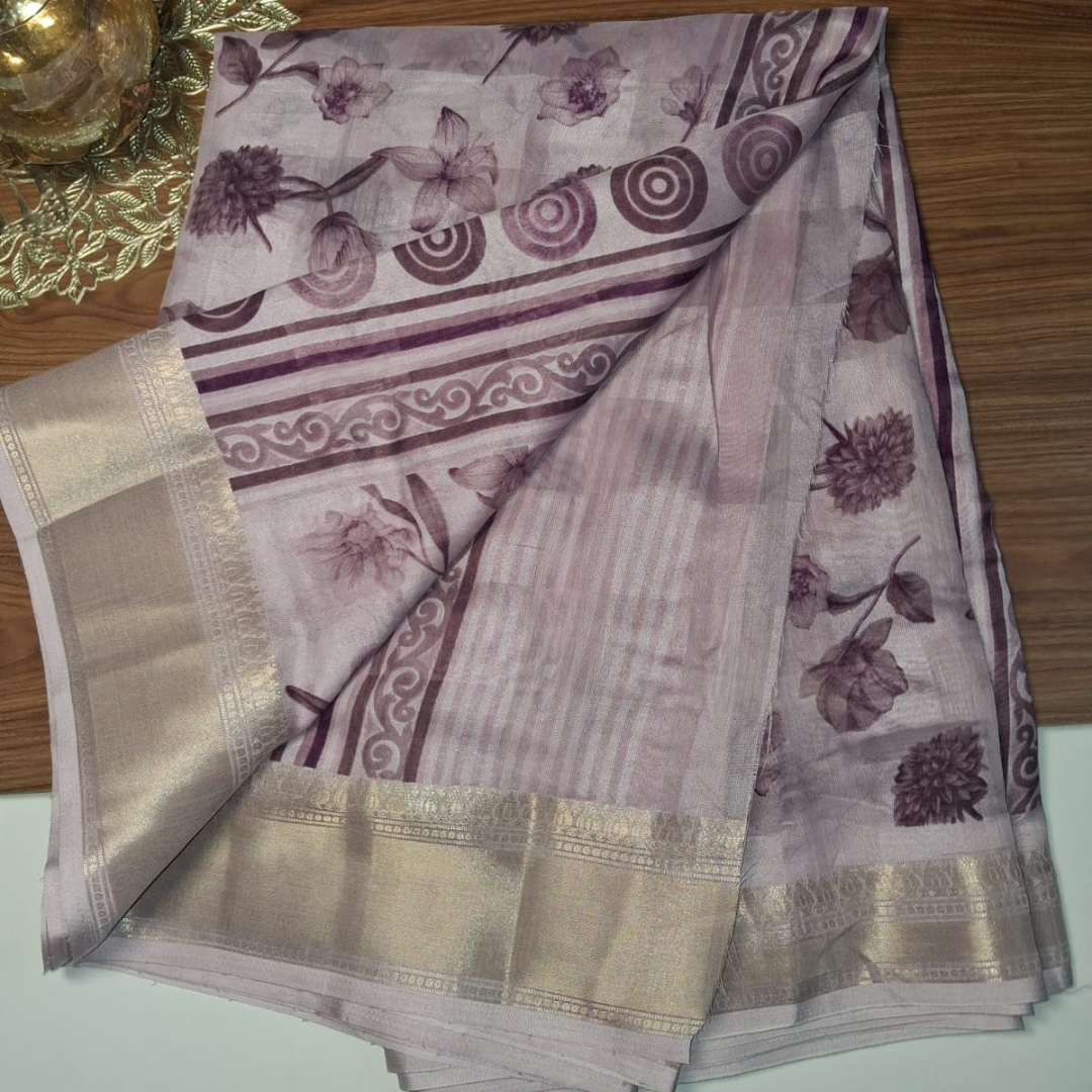 Semi Munga Silk Saree in Digital Print