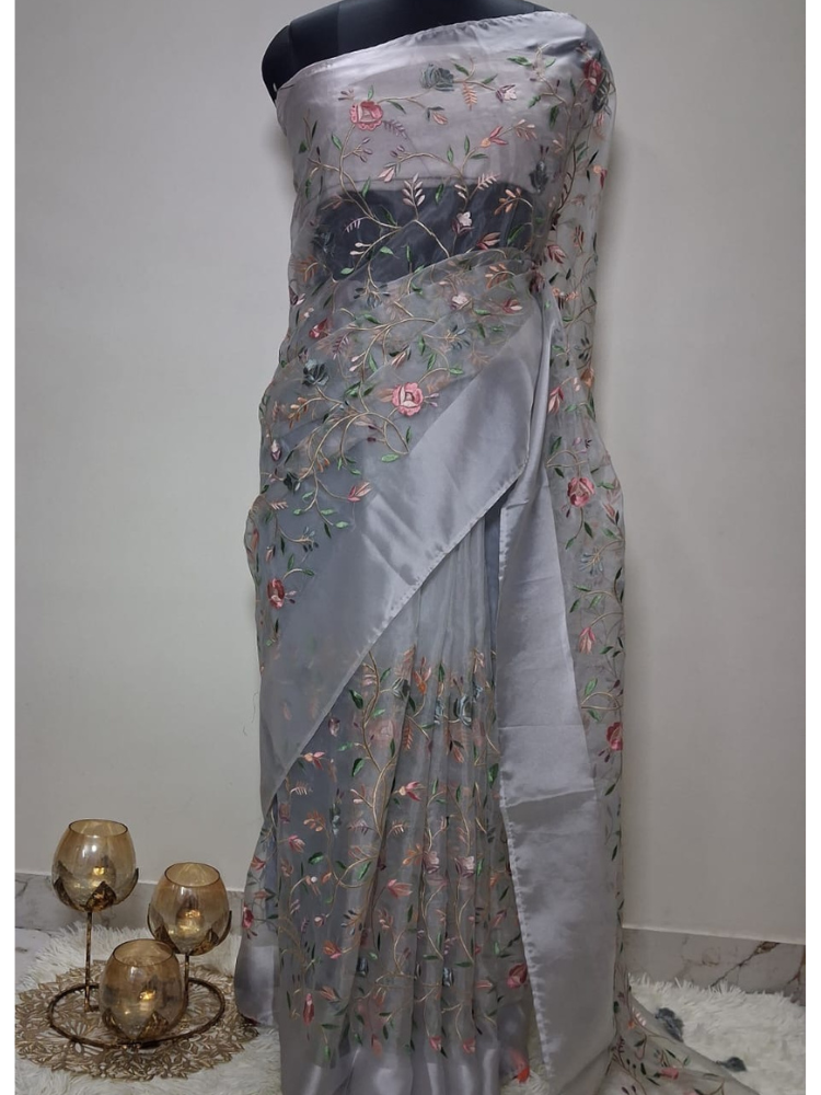 Organza Saree with Resham Work
