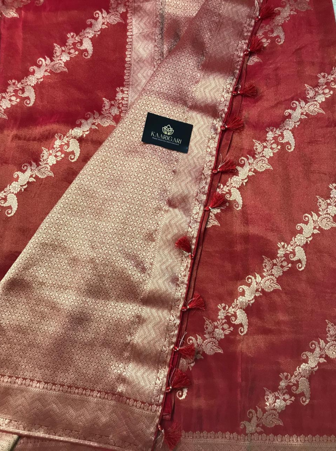 Red Tissue Jacquard Saree