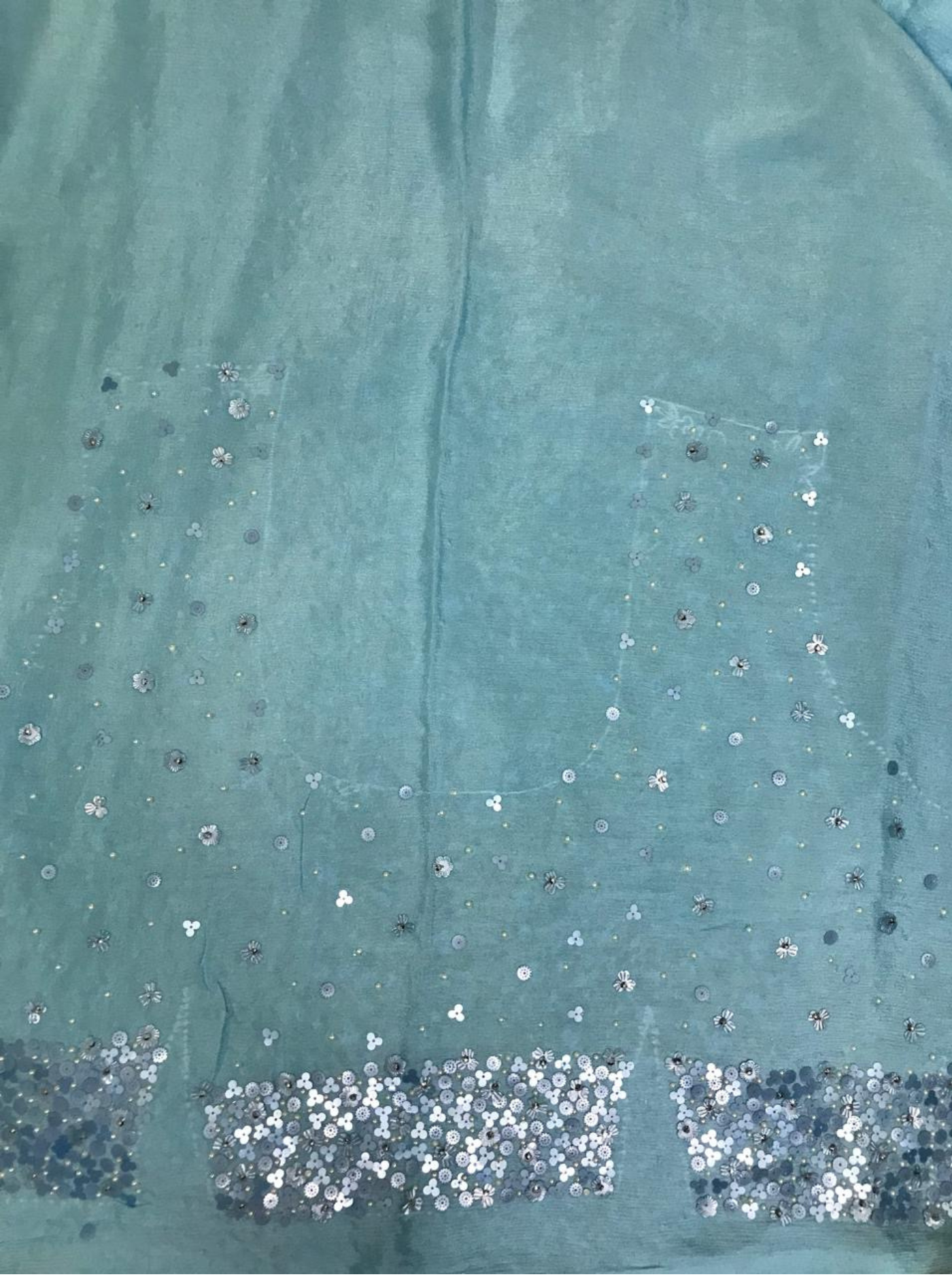 Blue Chinon Chiffon Saree