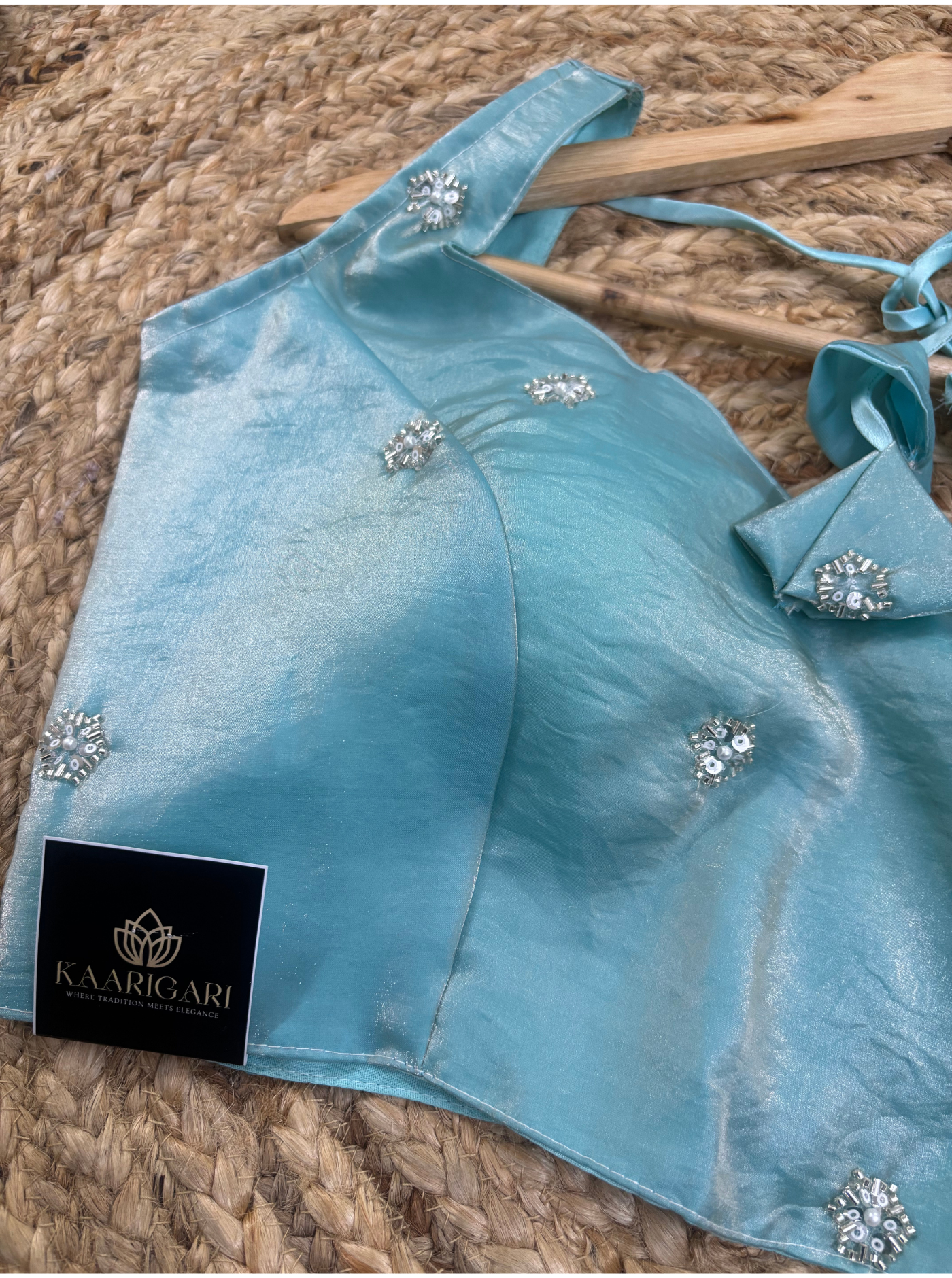 Blue Tissue Blouse with Handwork