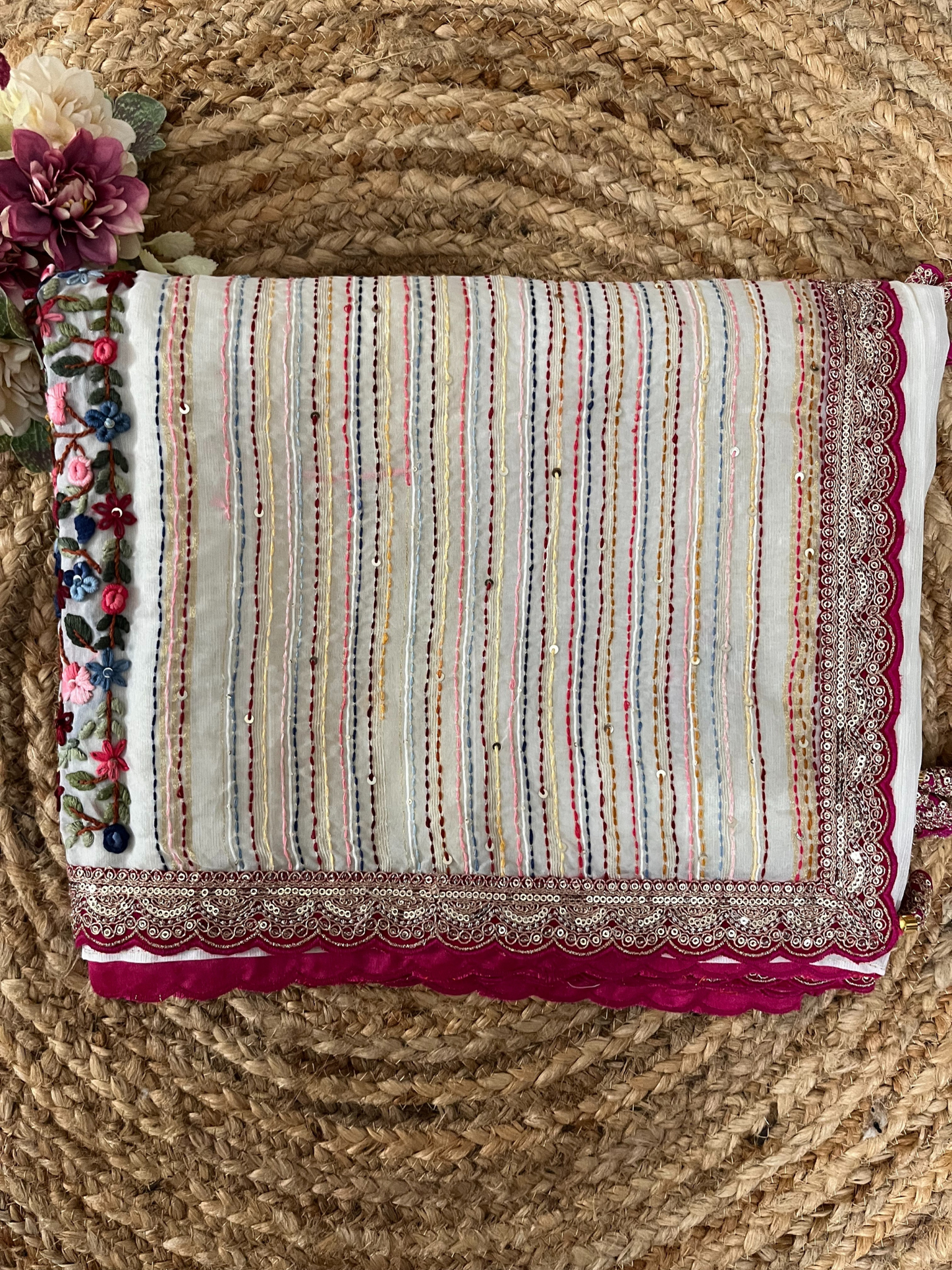 Organza Designer Saree with Hand Embroidery