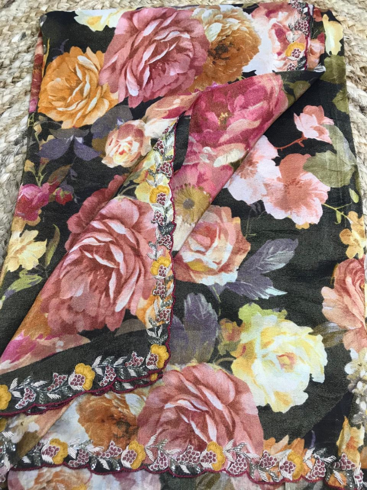Pure Tissue Saree with Hand Embroidery