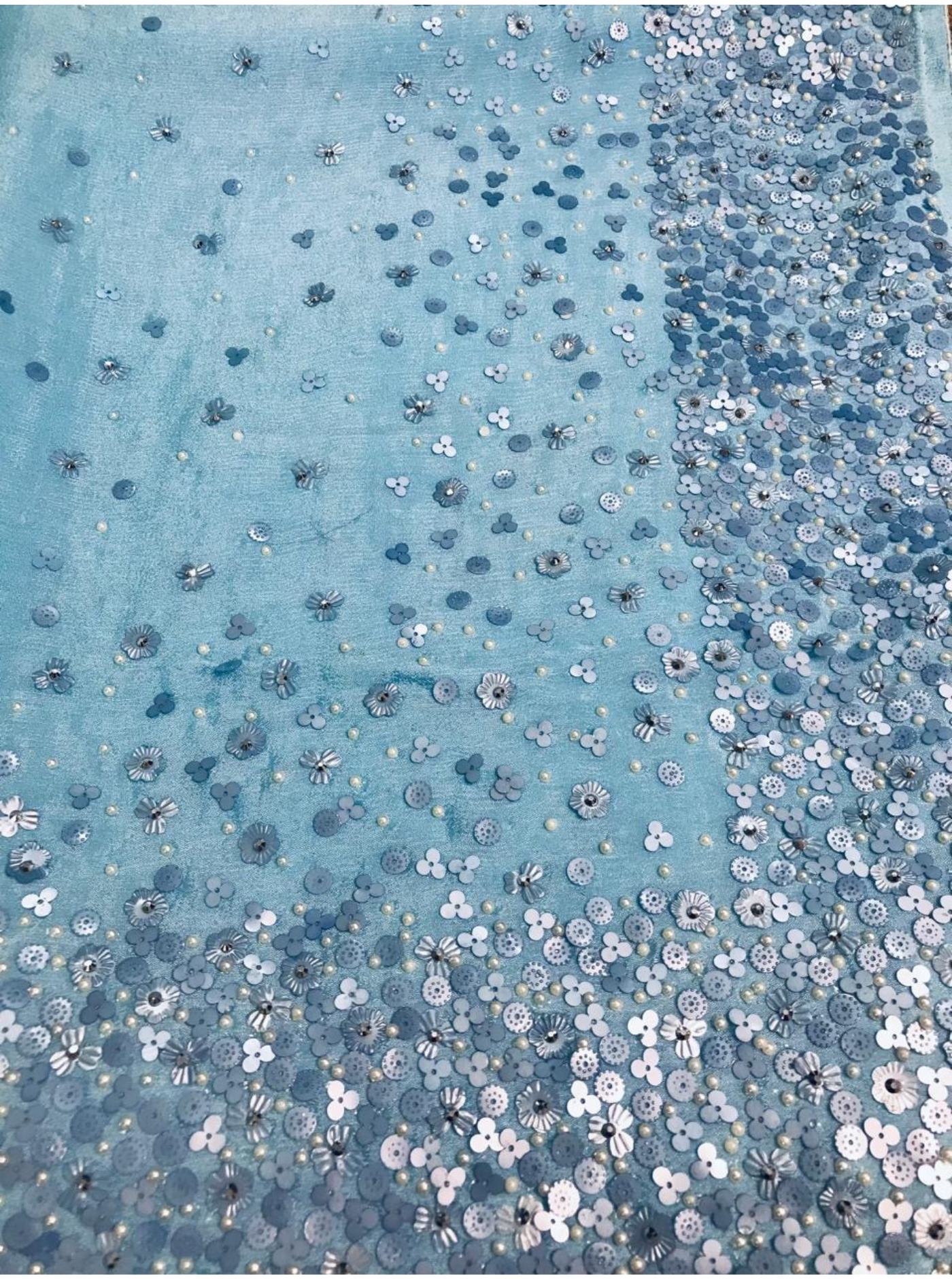 Blue Chinon Chiffon Saree