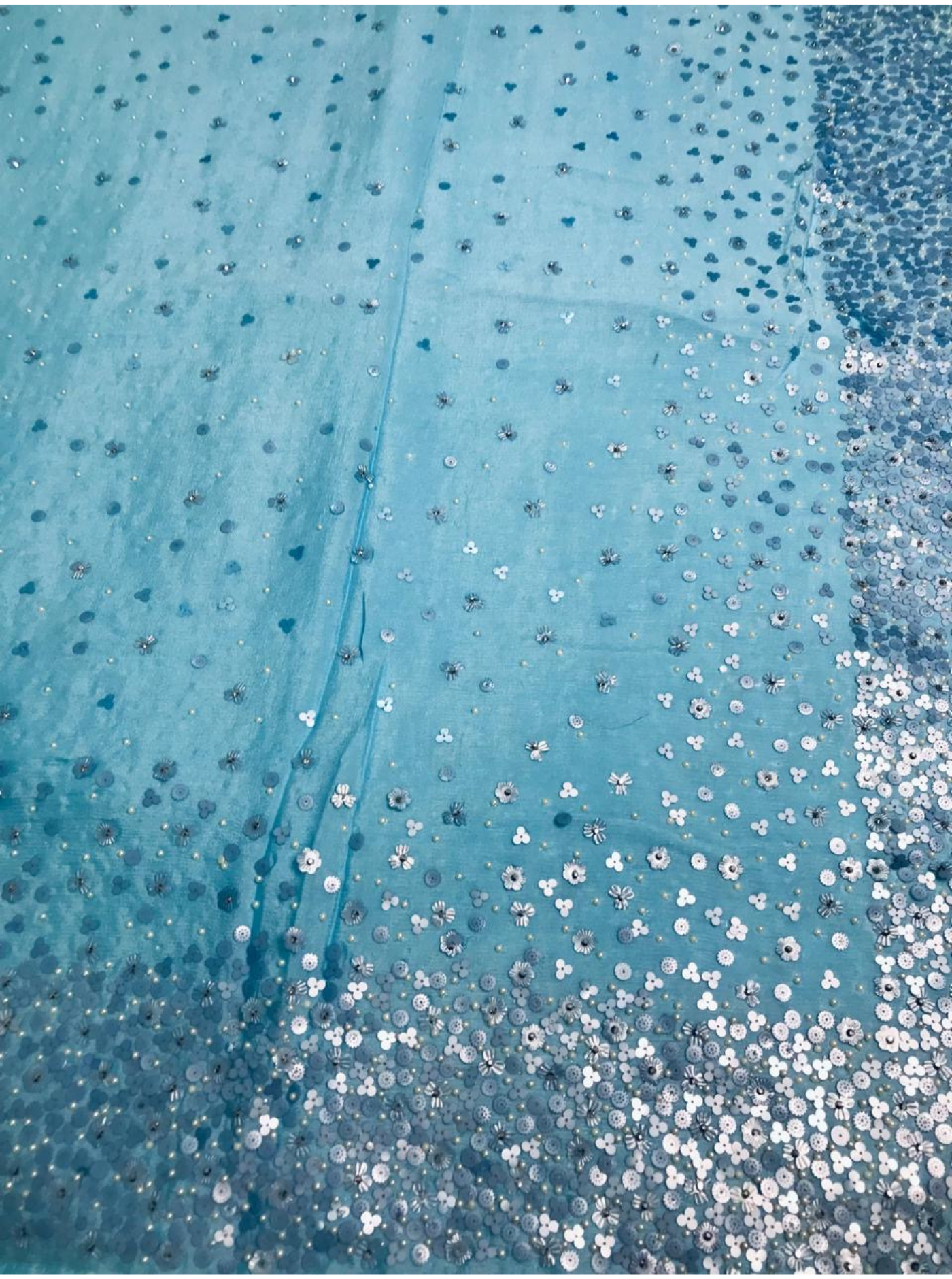 Blue Chinon Chiffon Saree