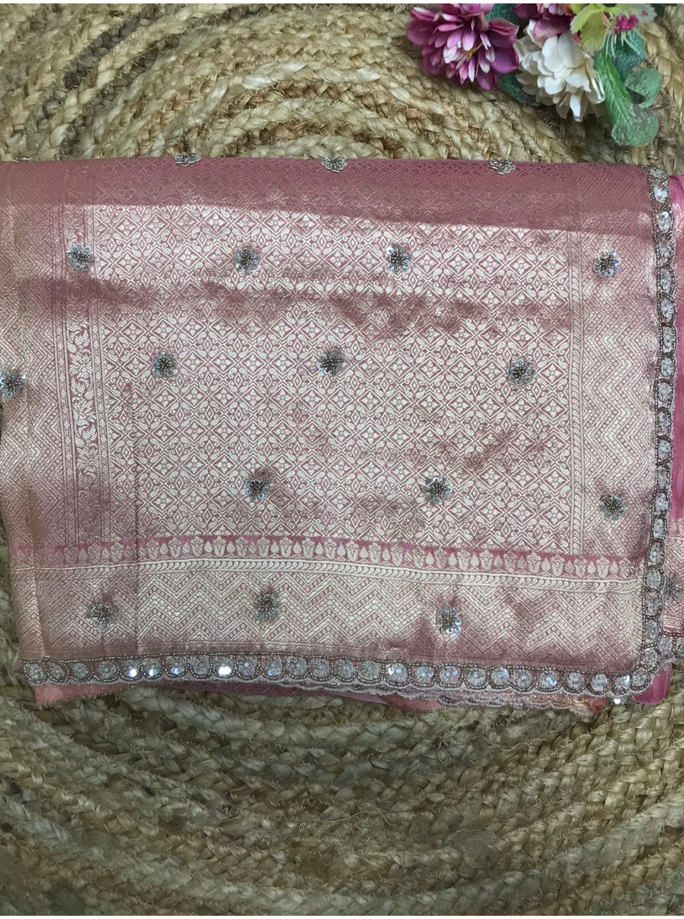 Tissue Woven with Hand Embroidery