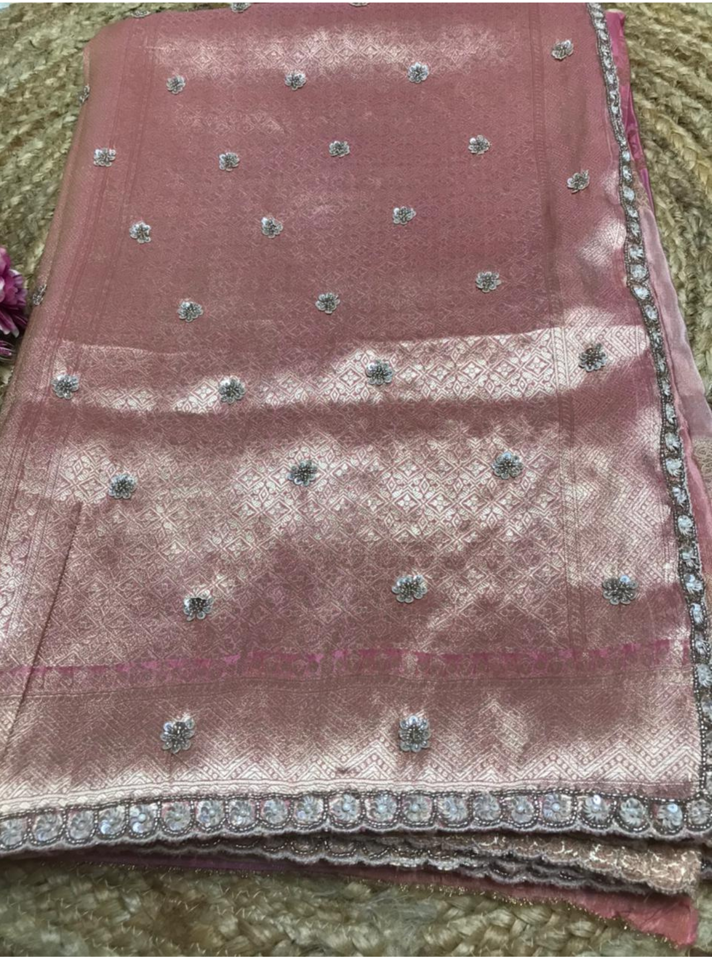 Tissue Woven with Hand Embroidery