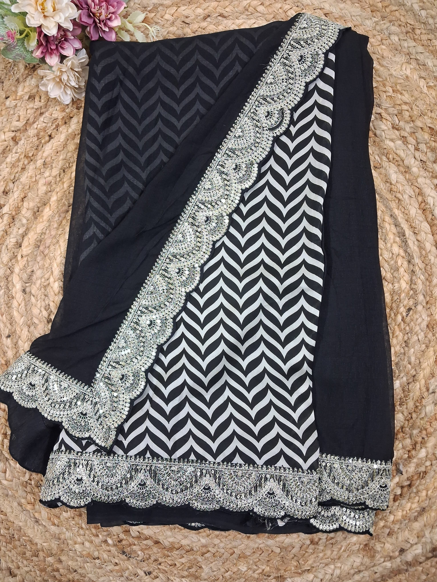 Crepe Satin Saree Printed Blouse