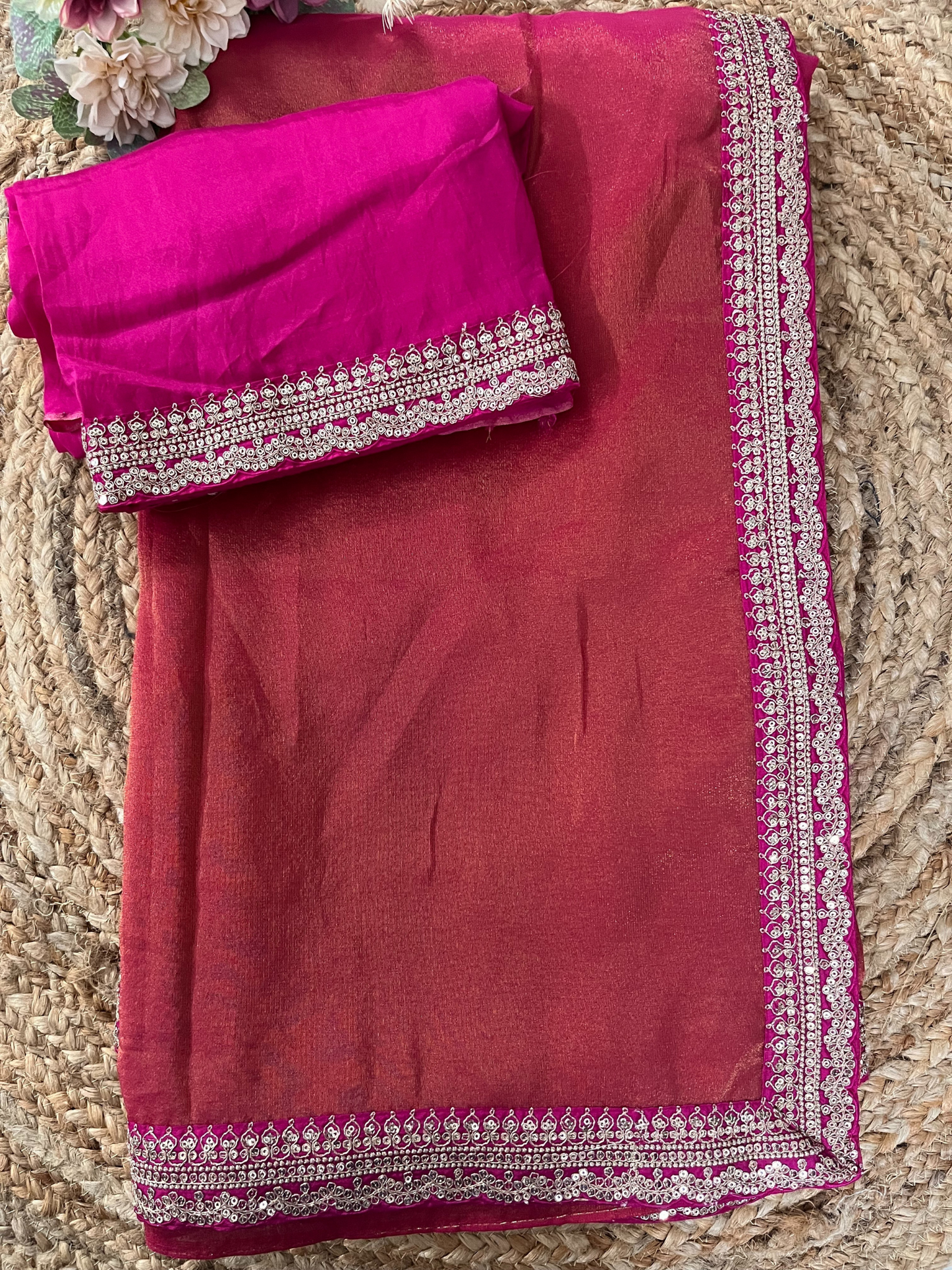 Tissue Designer Saree In Shaded Dye