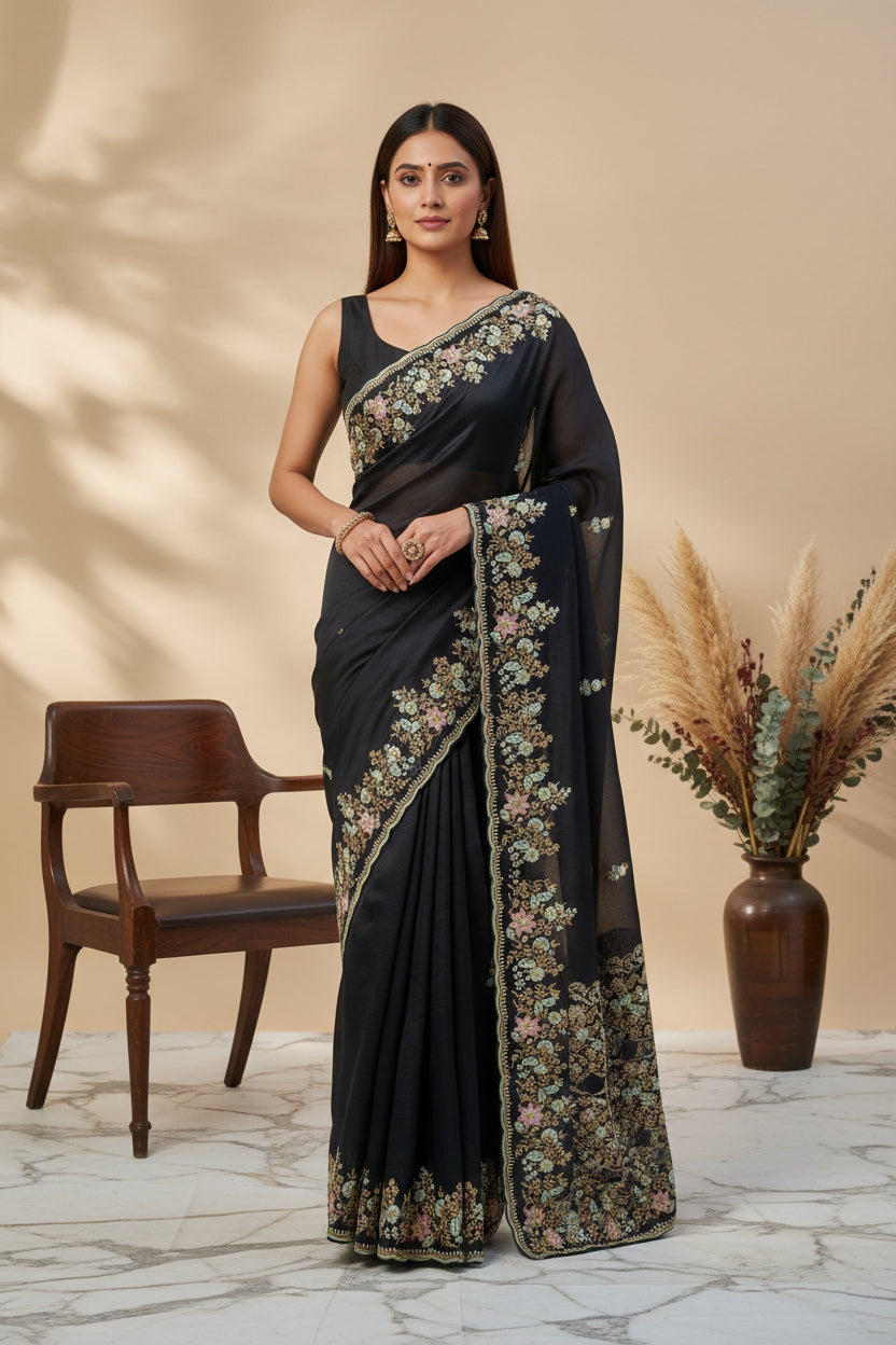 Hand embroidery sarees online for weddings