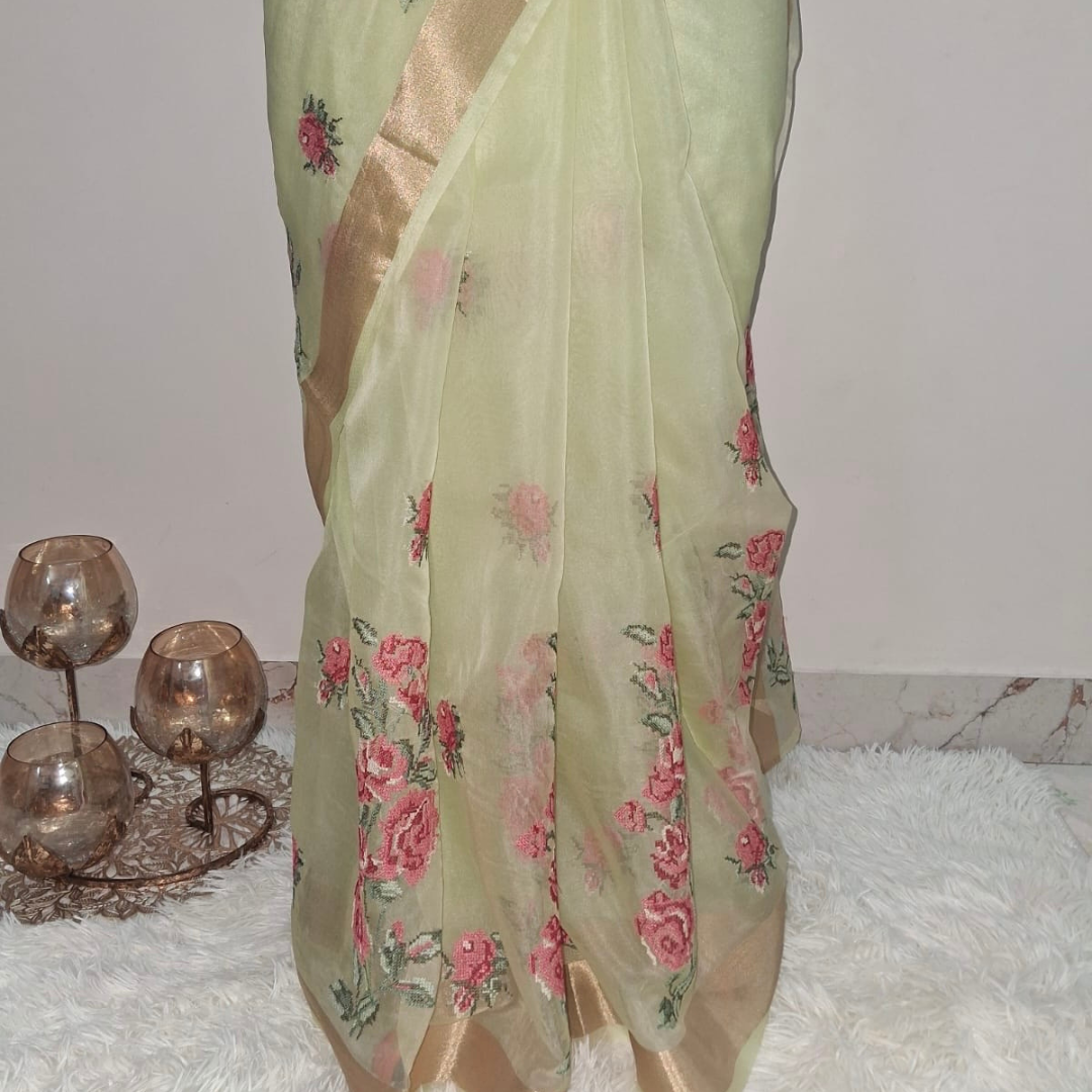 Organza Saree in  Resham Work