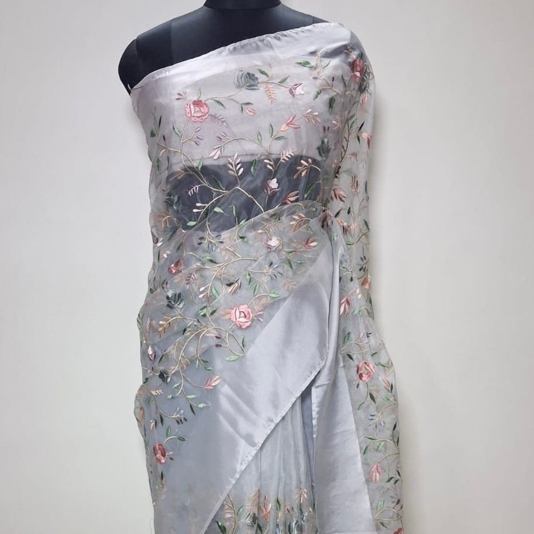 Organza Saree with  Resham Work