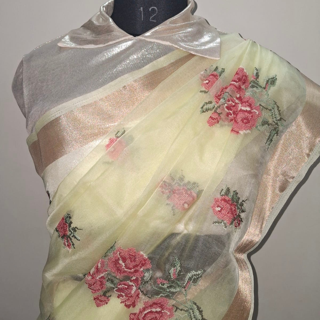 Organza Saree in  Resham Work