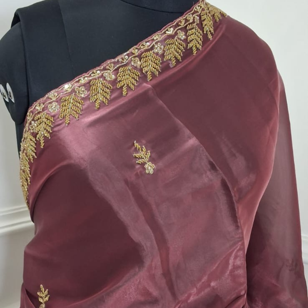 Tissue Saree with Elegant Handwork