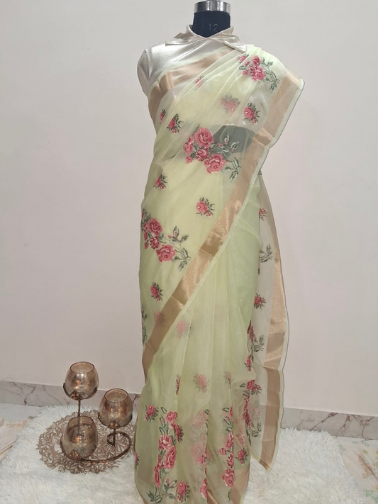 Organza Saree in  Resham Work