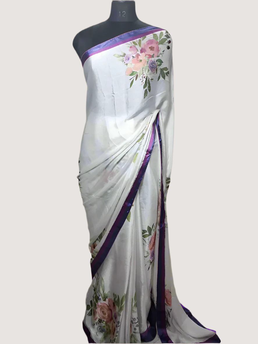 Crepe Satin Saree in Digital Print