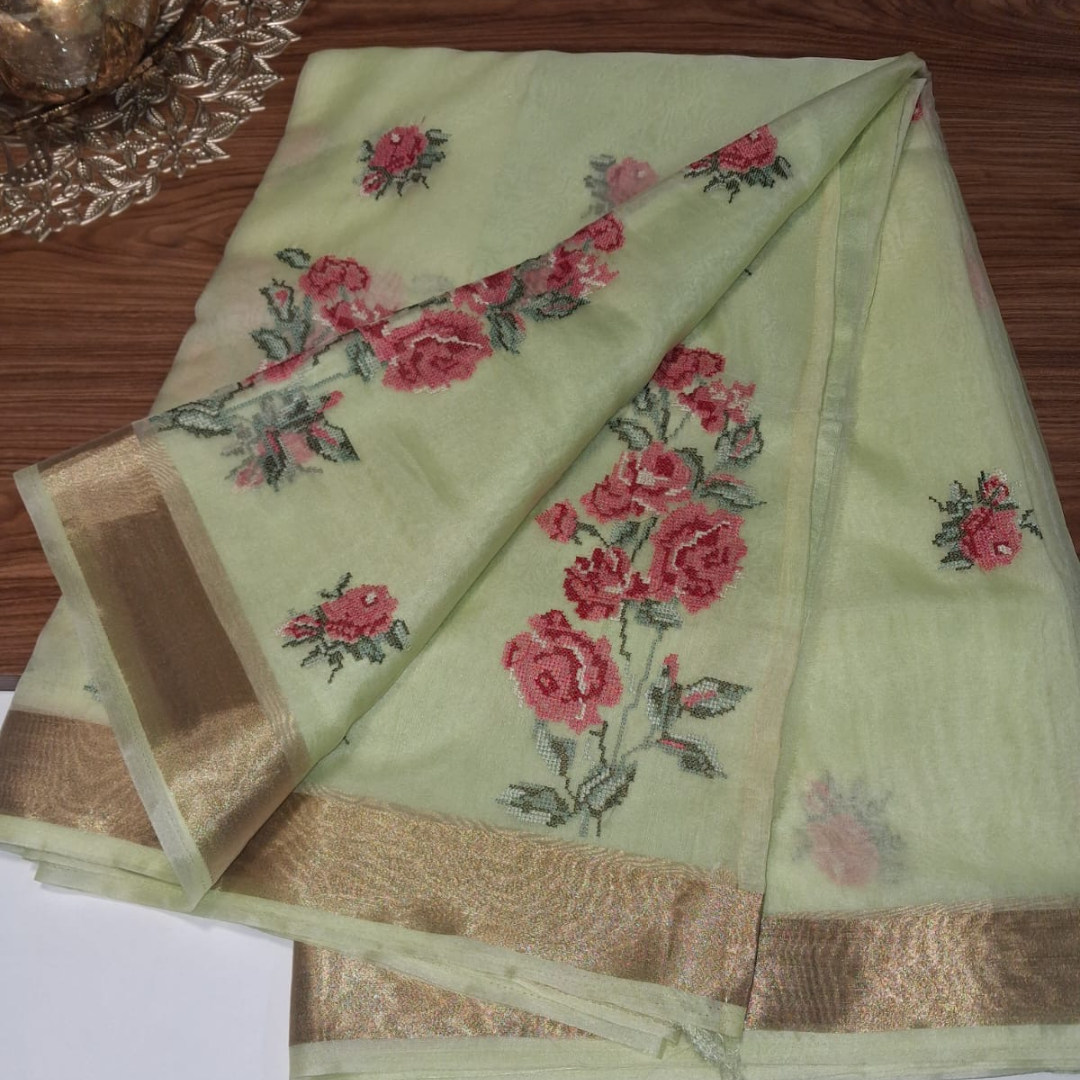 Organza Saree in  Resham Work