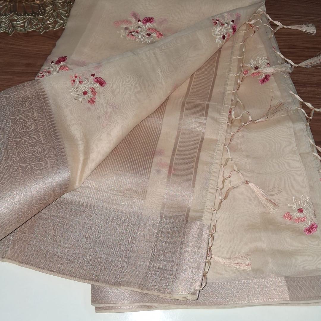 Organza Saree in  Resham Work