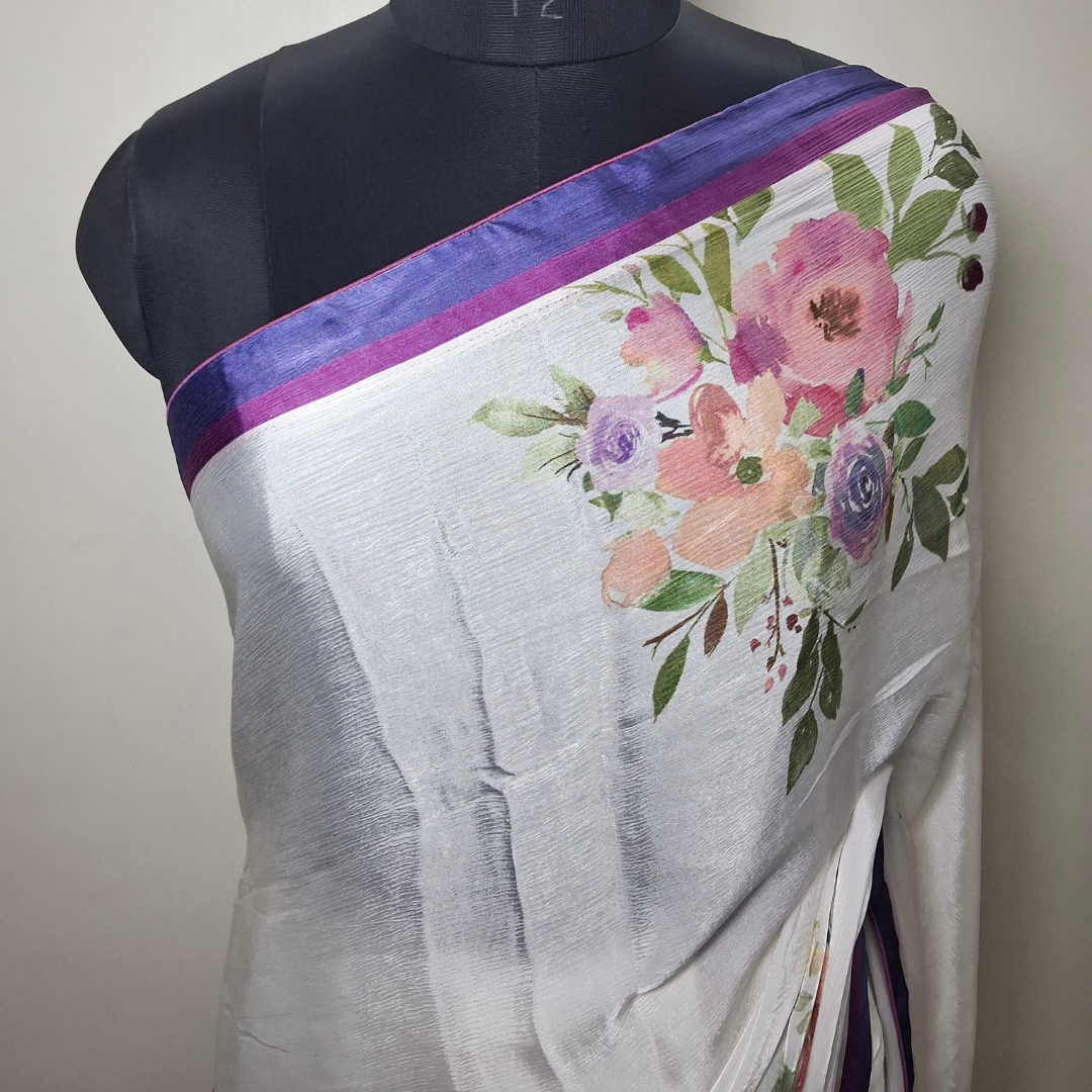 Crepe Satin Saree in Digital Print