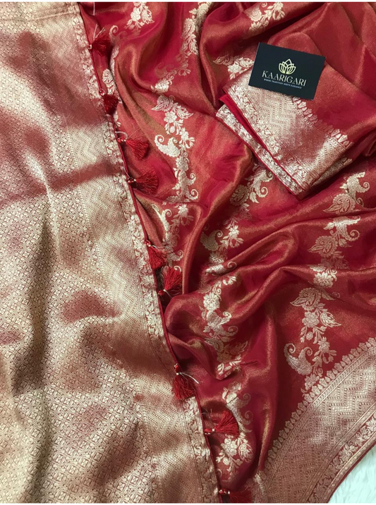 Red Tissue Jacquard Saree