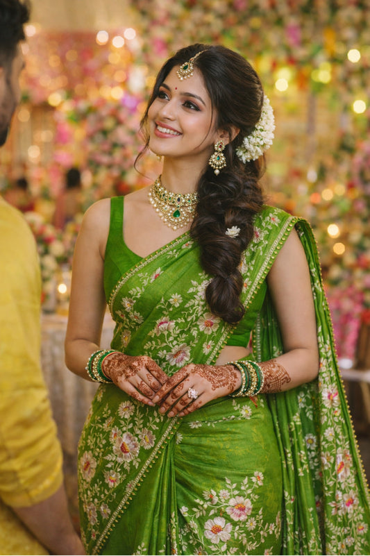Green Pure Organza Saree