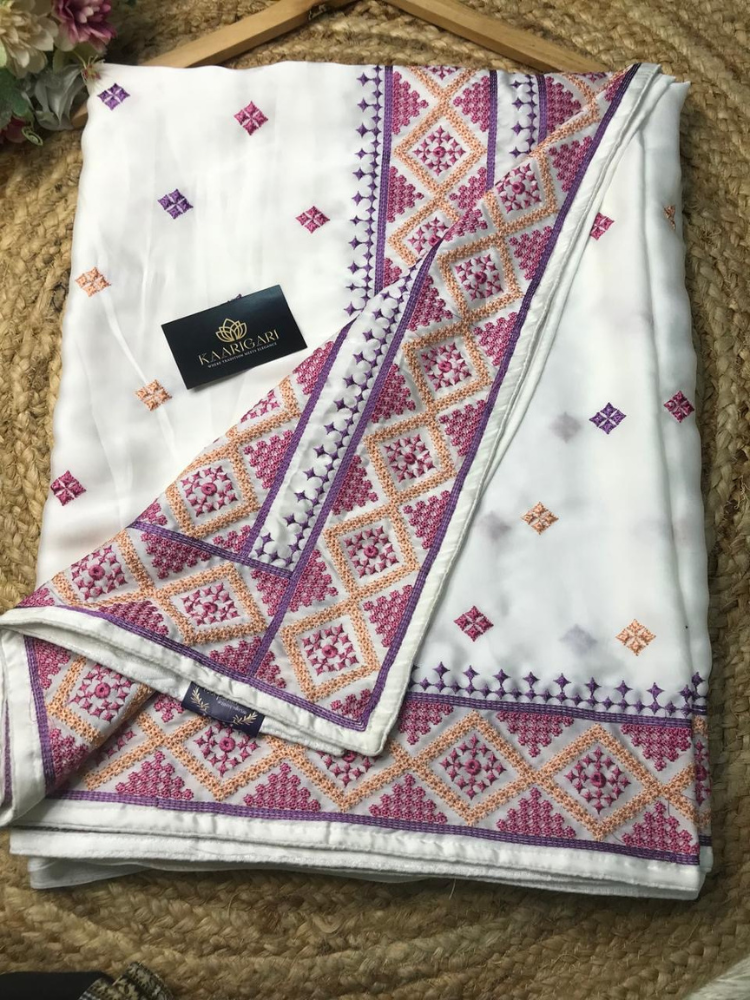 Satin Saree with Kutch Work