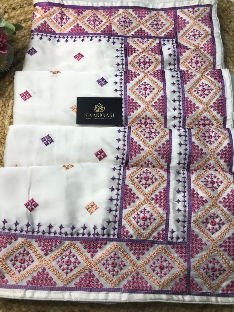 Satin Saree with Kutch Work