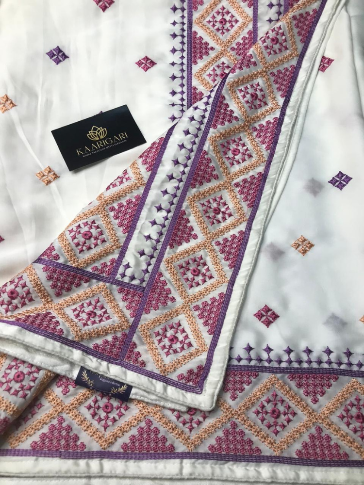 Satin Saree with Kutch Work