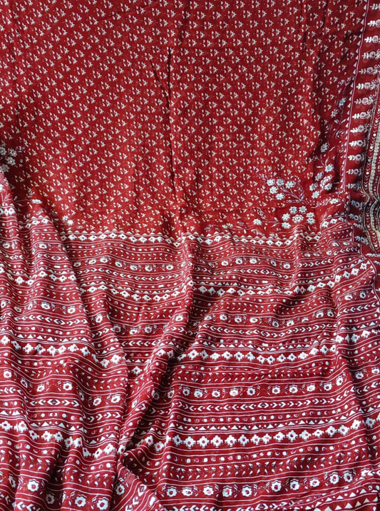 Printed Georgette Saree with Hand Embroidery