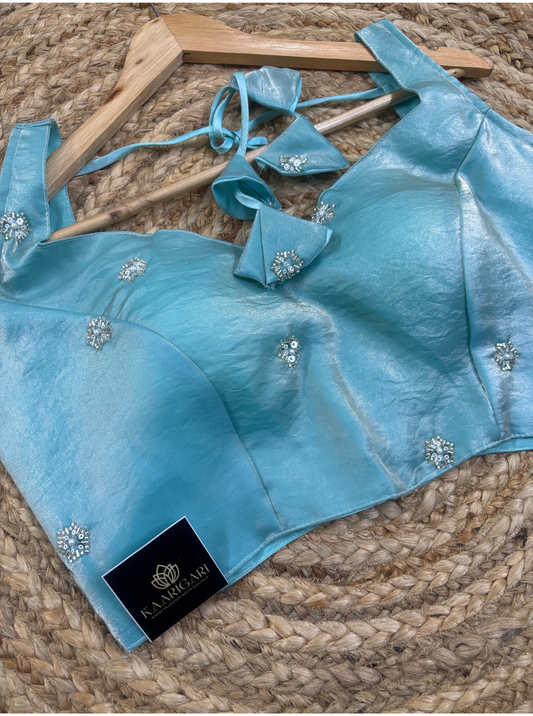 Blue Tissue Blouse with Handwork