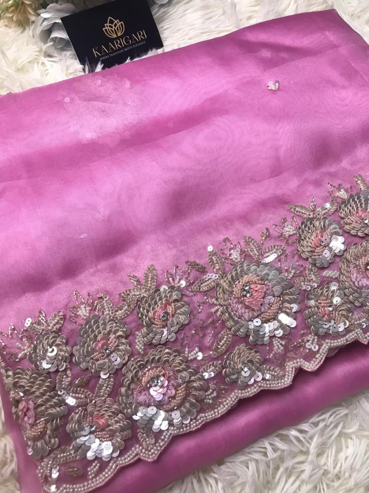 Pink Silk Organza Saree