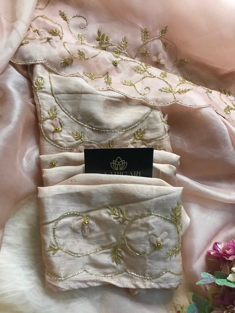 Peach Silk Organza Saree