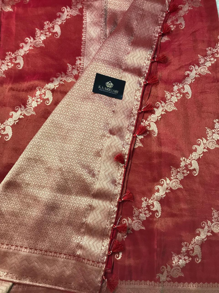 Red Tissue Jacquard Saree