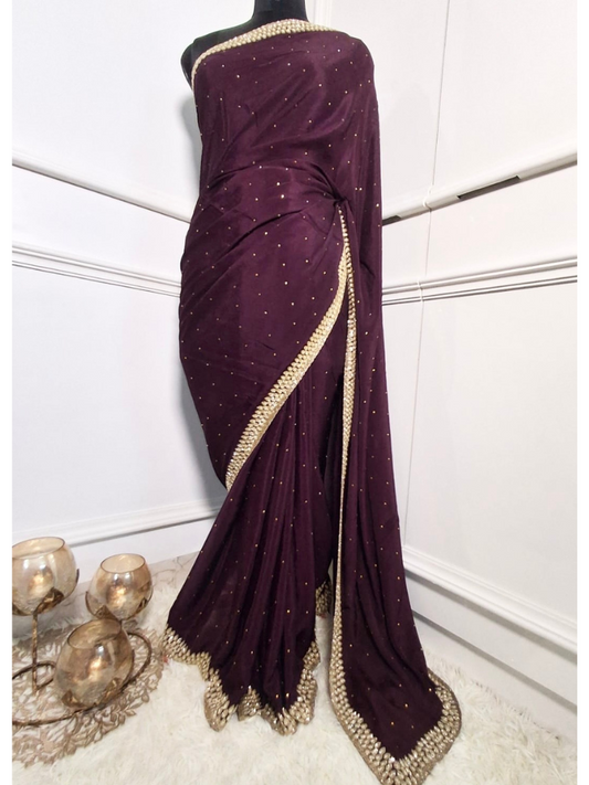 Chinon Chiffon Handwork Saree