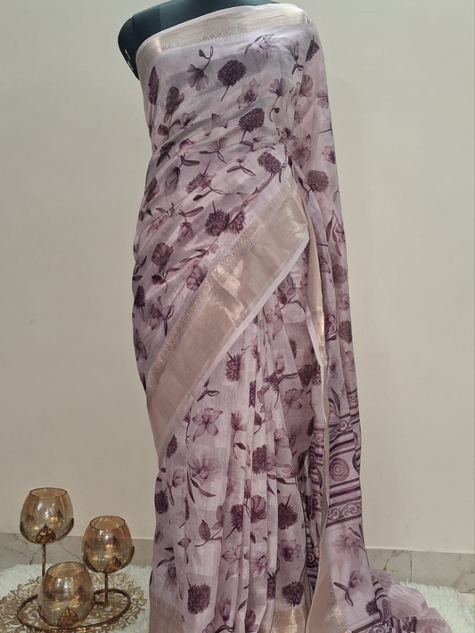 Semi Munga Silk Saree in Digital Print