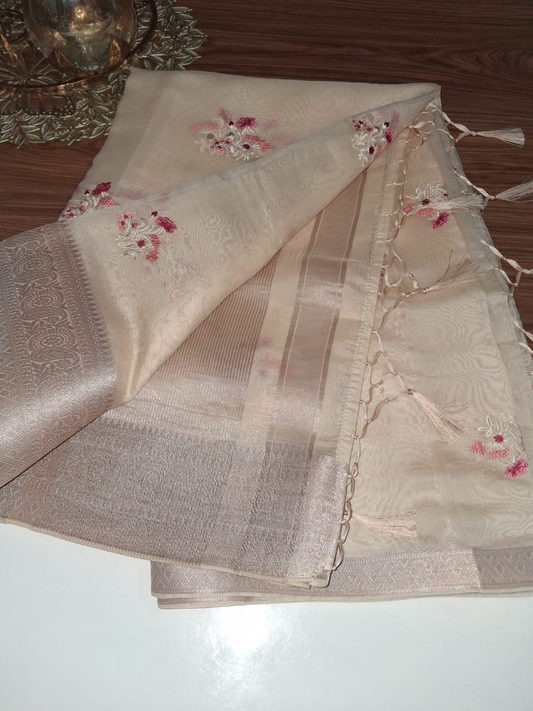 Organza Saree in  Resham Work
