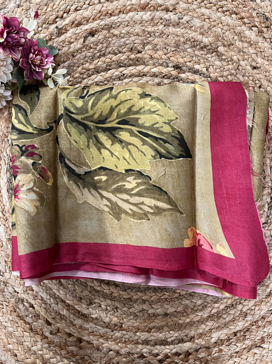 Floral Printed Tussar Silk Saree