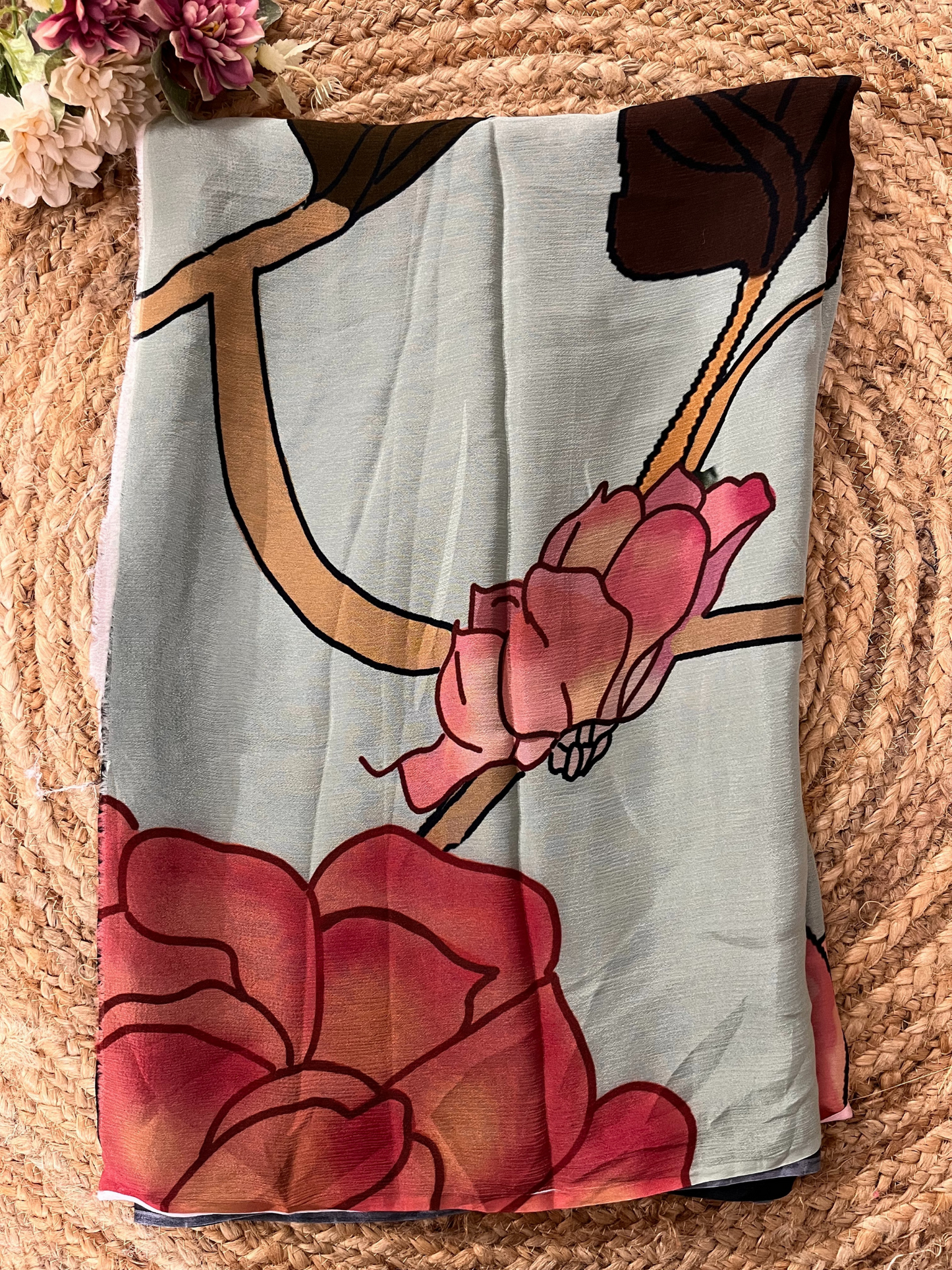 Floral Printed Chinon Chiffon Saree