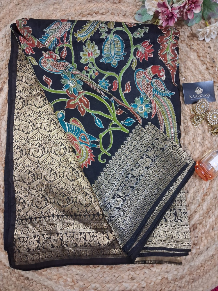 Dola Silk with Kalamkari Design