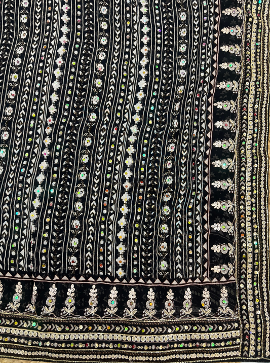 Printed Georgette Saree with Hand Embroidery