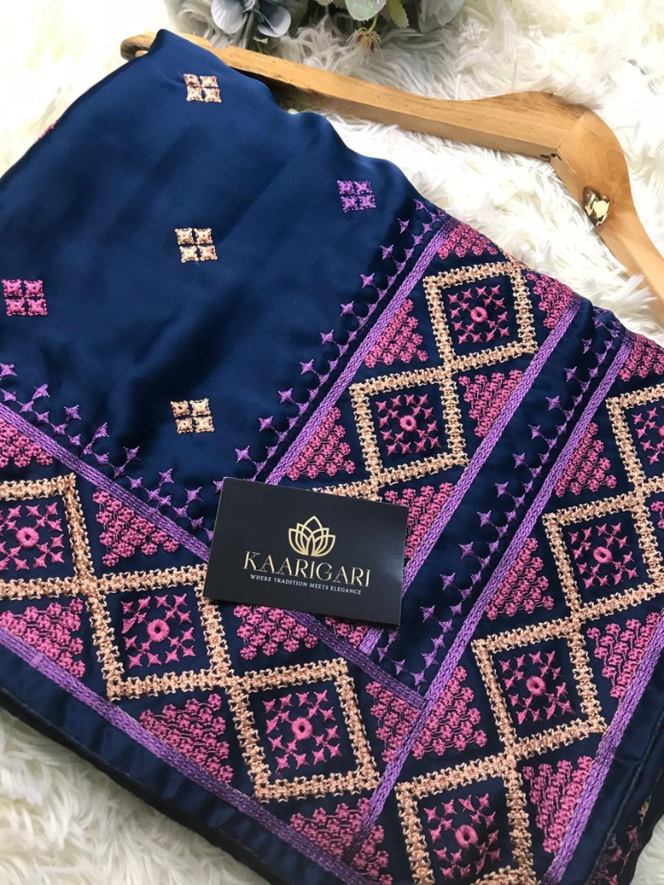 Satin Saree with Kutch Work