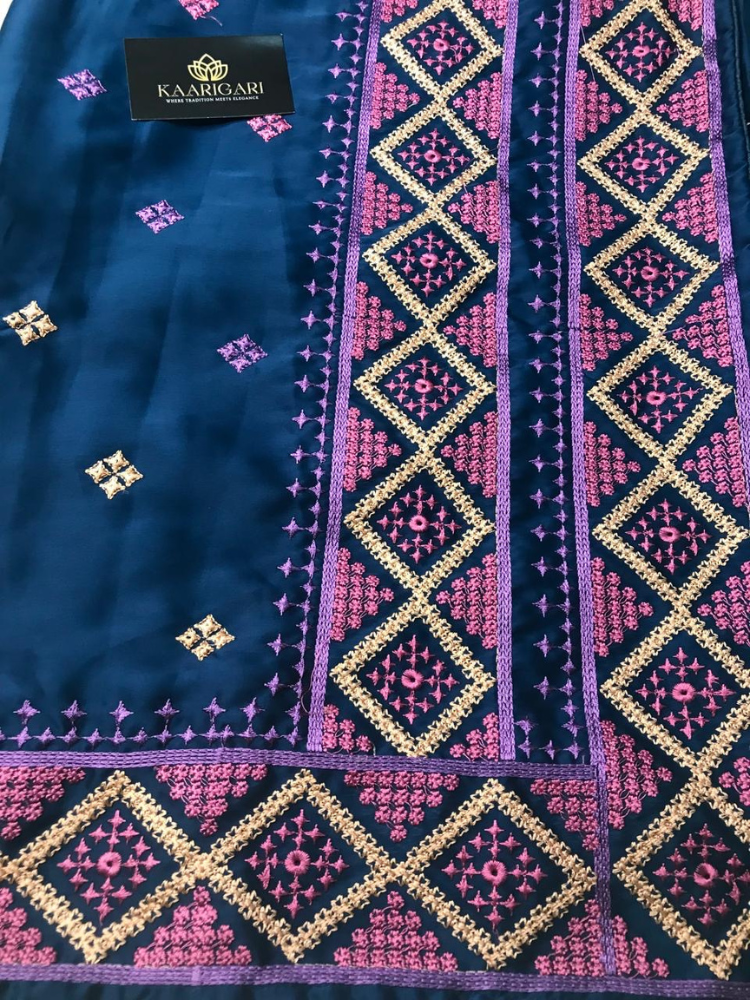 Satin Saree with Kutch Work