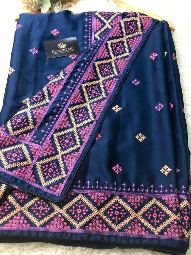 Satin Saree with Kutch Work